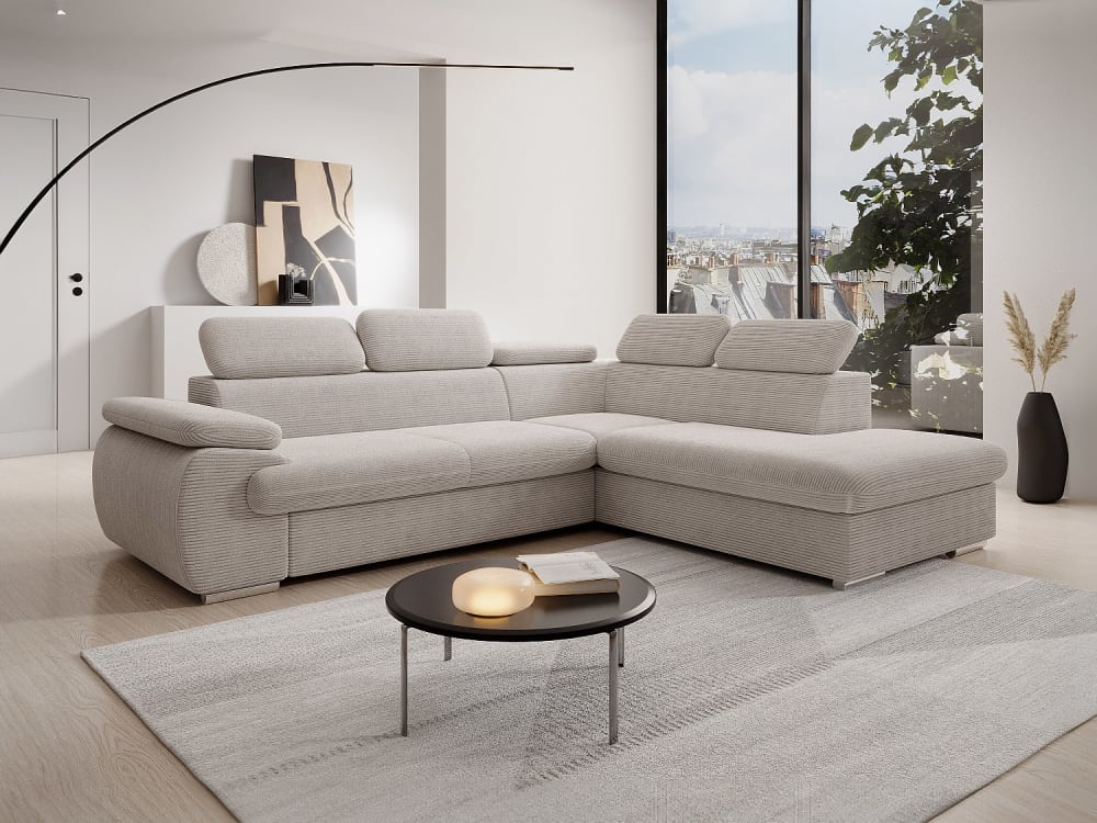 Unique Sofá rinconera terciopelo beige