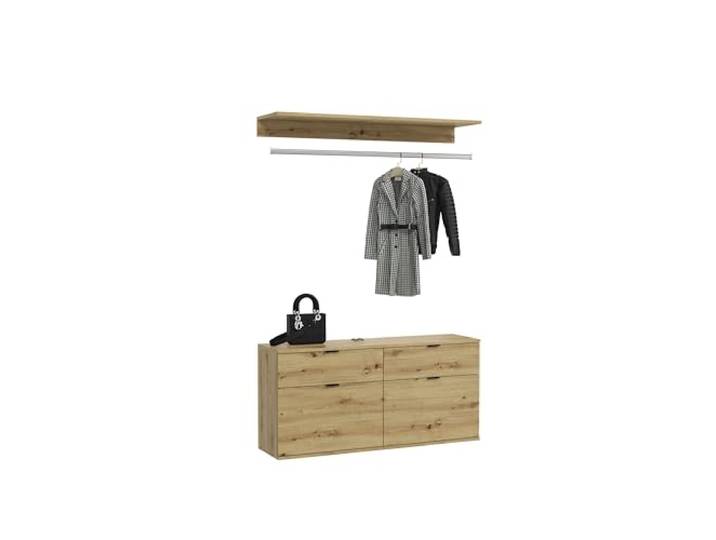 xonox.home X07G2T44 Projekt X Kommode Artisan Eiche Nb. mit Wandboard, Sideboard Flur breit ca.121x62x34 cm