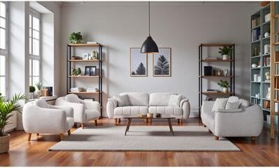 Furnia Marrow 4 Pieces Living Room Sets 2 Sofa 2 Chair
