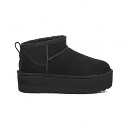UGG für Damen. 1135092 Lederstiefeletten W Classic Ultra Mini Platform schwarz (41), 3 bis 5 cm, Keine, Lässig