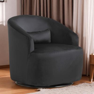 "24.8"" Velvet 360 Degree Swivel Barrel Accent Chair with Curved Design and Fully Assembled"