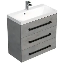 SAT Cube Way Badezimmerschrank mit Waschbecken 80x47,5x40 cm Beton matt CUBE2C803BE