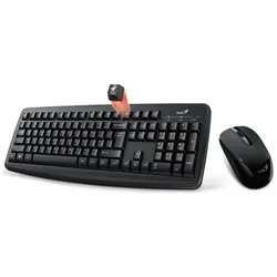 Genius ir pelė Smart KM-8100, klaviatūra su optinėmis belaidžiomis pelėmis, AAA, US, klasikinė, 2.4 (US, Kabellos), Tastatur, Schwarz
