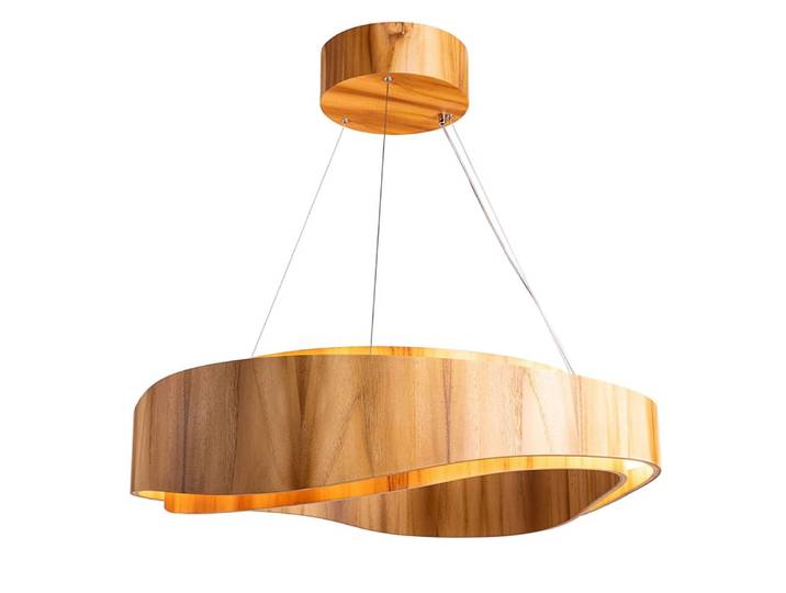 Suspension Anneau LED Medium Placage de bois naturel, acrylique