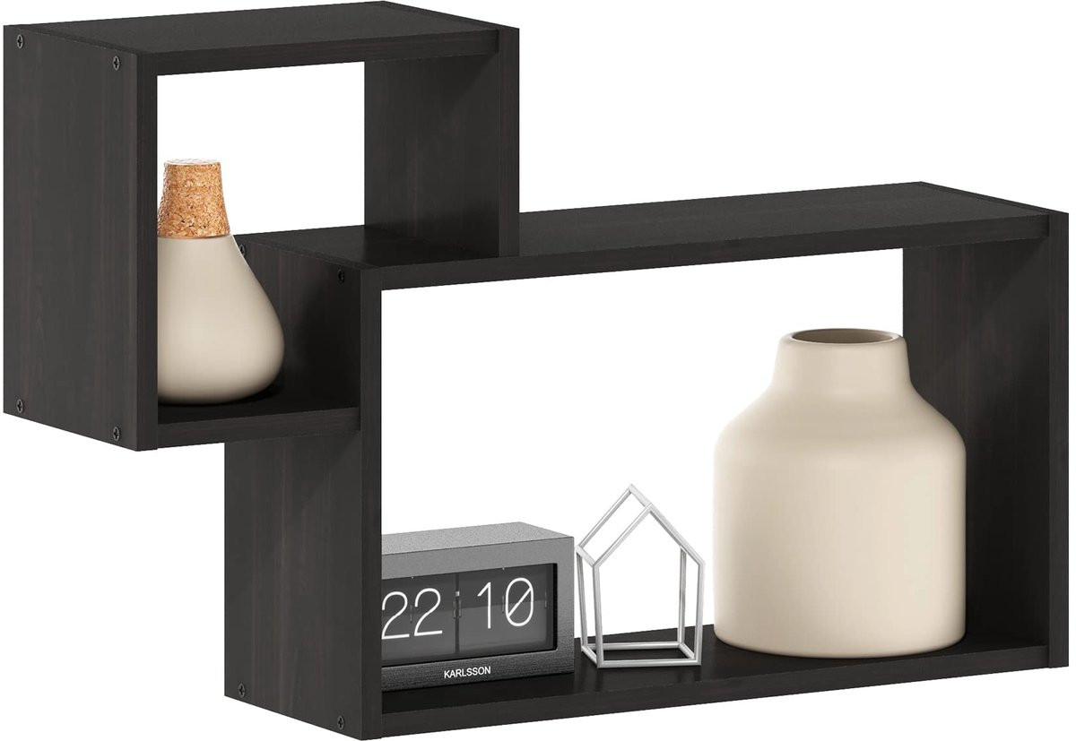 Set van 2 Zwevende Decoratieve Wandsteunen Interweave Planken in Espresso