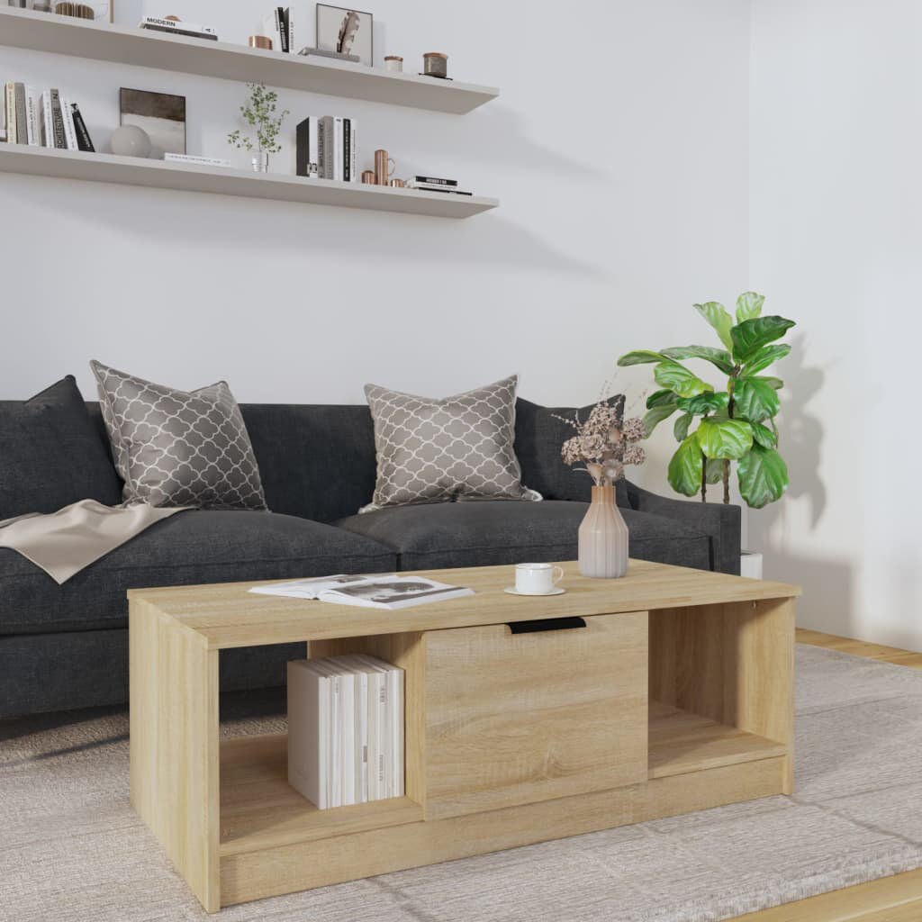 17 Stories Jeffcott Solid Coffee Table with Storage Sonoma Oak