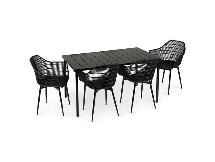 GARTENMÖBEL SET MARGHERITA 5er Set schwarz