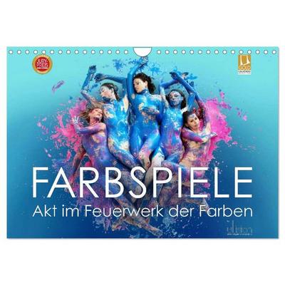 FARBSPIELE - Akt im Feuerwerk der Farben (Wandkalender 2026 DIN A4 quer), CALVENDO Monatskalender