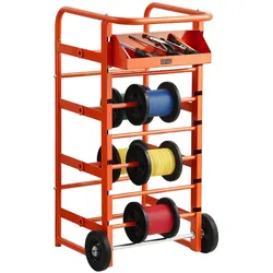 VEVOR Drahtspulenhalter 440x385x970 mm, 11 Querstangen, rollender Kabelspulenspender, freistehendes Kabelregal mit Ablagefach, 136 kg Kapazität, für Elektro-, Industrie- und Einzelhandel