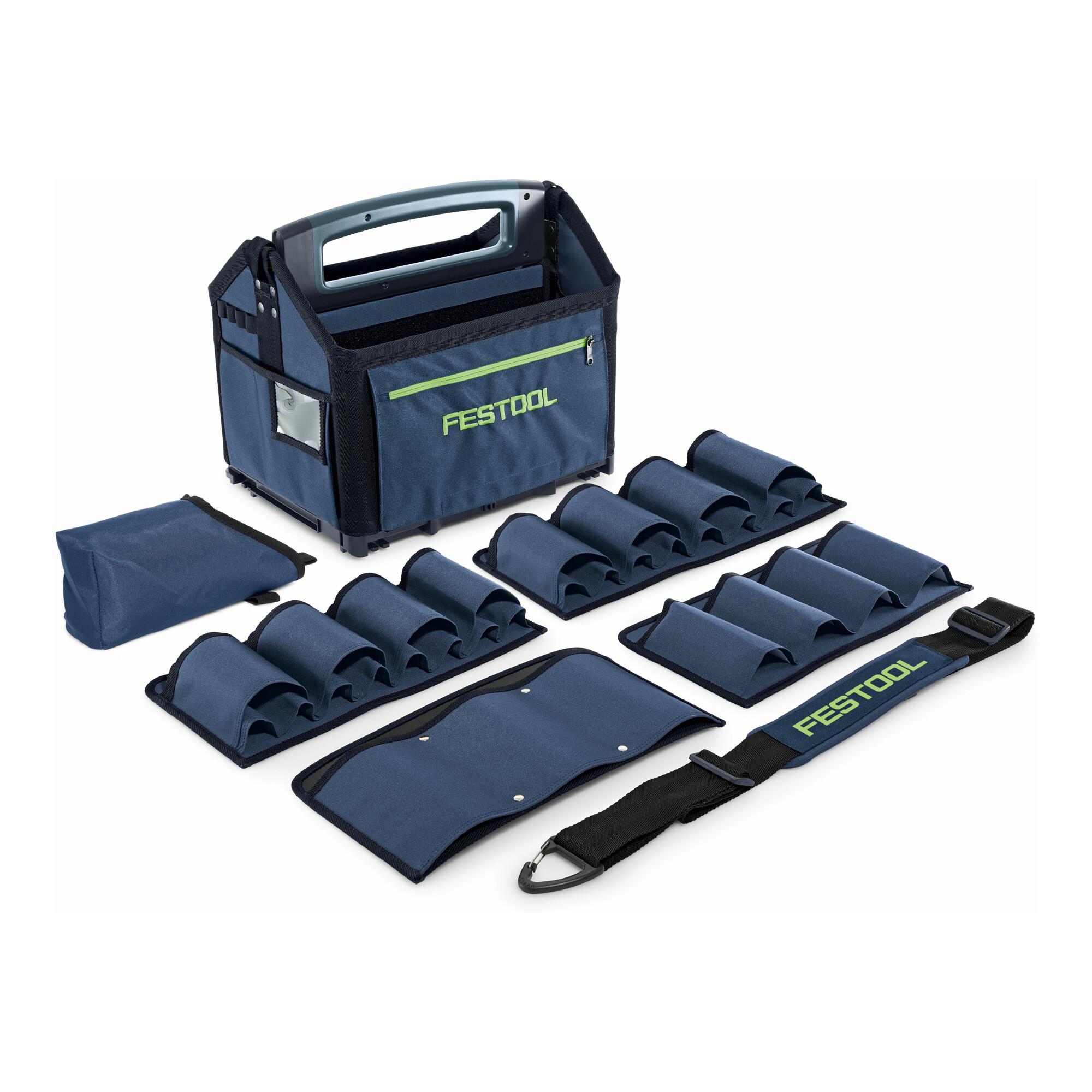 Festool SYS3 T-BAG M Systainer³ ToolBag mit großem Stauraum und robustem Material für den Transport von Werkzeugen und Zubehör, 577501)