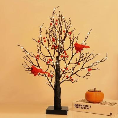 Inspire Curations 21 Inch LED Bonsai Tree With Red Birds Lighted Artificial Birch Decor For Christmas & Home 21 Inch LED Bonsai Tree With Red Birds Lighted Artificial Birch Decor For Christmas & Home