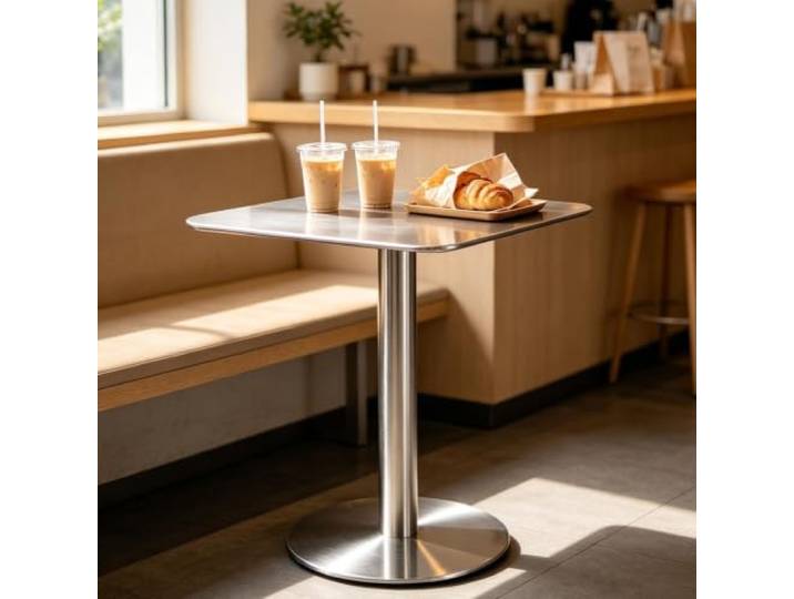 Bistro-Cocktailtisch mit stabiler Basis, runder/quadratischer Stehtisch Edelstahl-Getränke-Couchtisch, Sofa-Beistelltisch für Milchtee-Shop, Café, Esszimmer(Square,80x80x105cm)