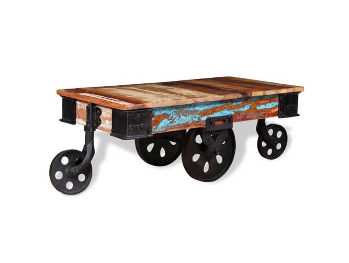 Petite Table Centrale de salon Brun - LEMON® Table basse - Bois de récupération 90x45x35cm 441 - Soldes