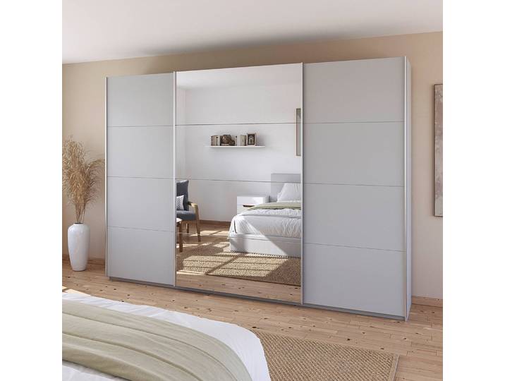 Armoire - Miroir 315cm Gris/Gris soie