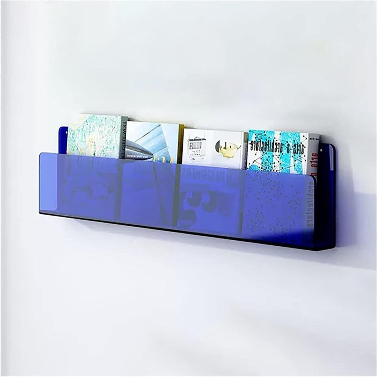 Blauwe Acryl Muurplank Tijdschriftenhouder en Boekenplank L32cm