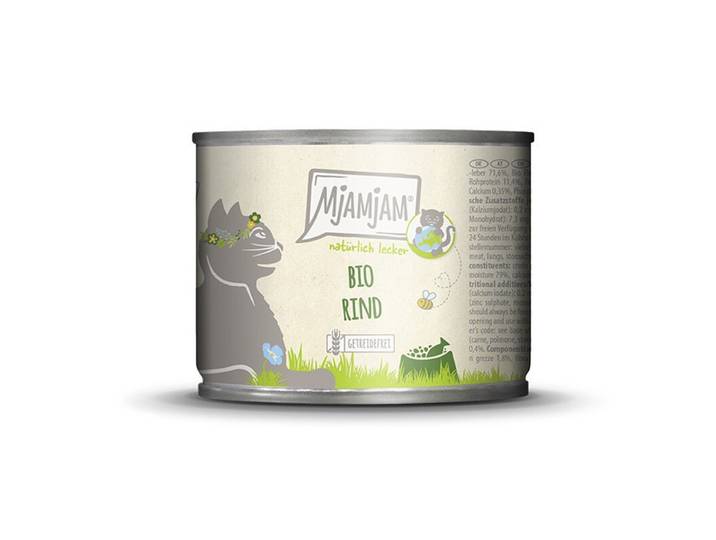 MjAMjAM [Peut être servi frais en été] Aliment humide naturel bio pour chat au bœuf 200 g
