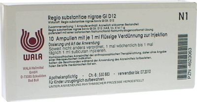 WALA Heilmittel GmbH REGIO substantiae nigrae GL D 12 Ampullen 10X1 ml 04623063