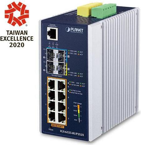 PLANET IP30 DIN-rail Industrial L3 8P, Managed, L3, Gigabit Ethernet (10/100/1000), Vollduplex, Wandmontage