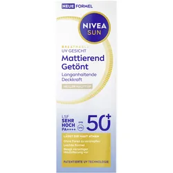 NIVEA Sun Breathable UV Gesicht Mattierend Getönt Heller Hauttyp 50+
