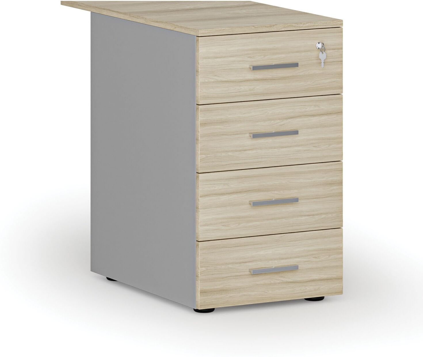 B2B Partner Schreibtischcontainer PRIMO GRAY, 4 Schubladen, grau/Eiche natur