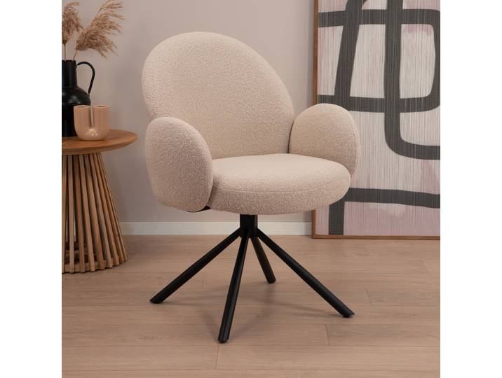 Tower Living Draaibare Eetkamerstoel Imola Bouclé - Beige