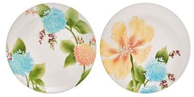 Fitz and Floyd Set of 2 Meadow Floral Plates, 9 Inch