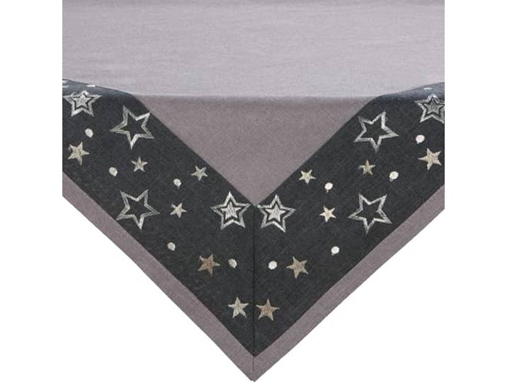 Erwin Müller Mitteldecke Sterne grau Größe 110x110 cm - Leinen-Optik, pflegeleicht, robust, strapazierfähig