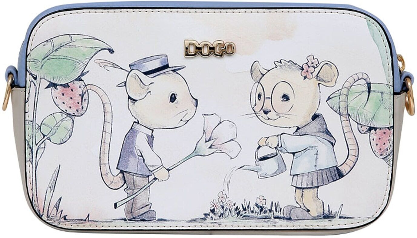 Handtasche DOGO "Mono Abendtasche Mice Society Damen Umhängetasche Schultertasche", Damen, Gr. onesize, bunt (beige), Kunstleder, Taschen Handtasche, Handgefertigt