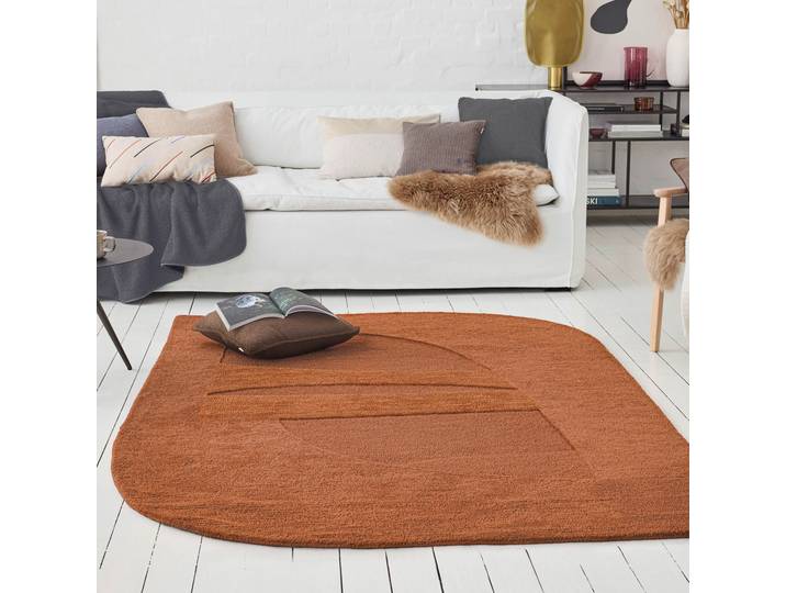 Teppich WECON HOME Dodo , braun (lehm braun), B:140cm H:10mm L:200cm, Schurwolle, Teppiche, Teppich, Wollteppich, asymmetrisch, hochwertig, handgetuftet, robust, modern