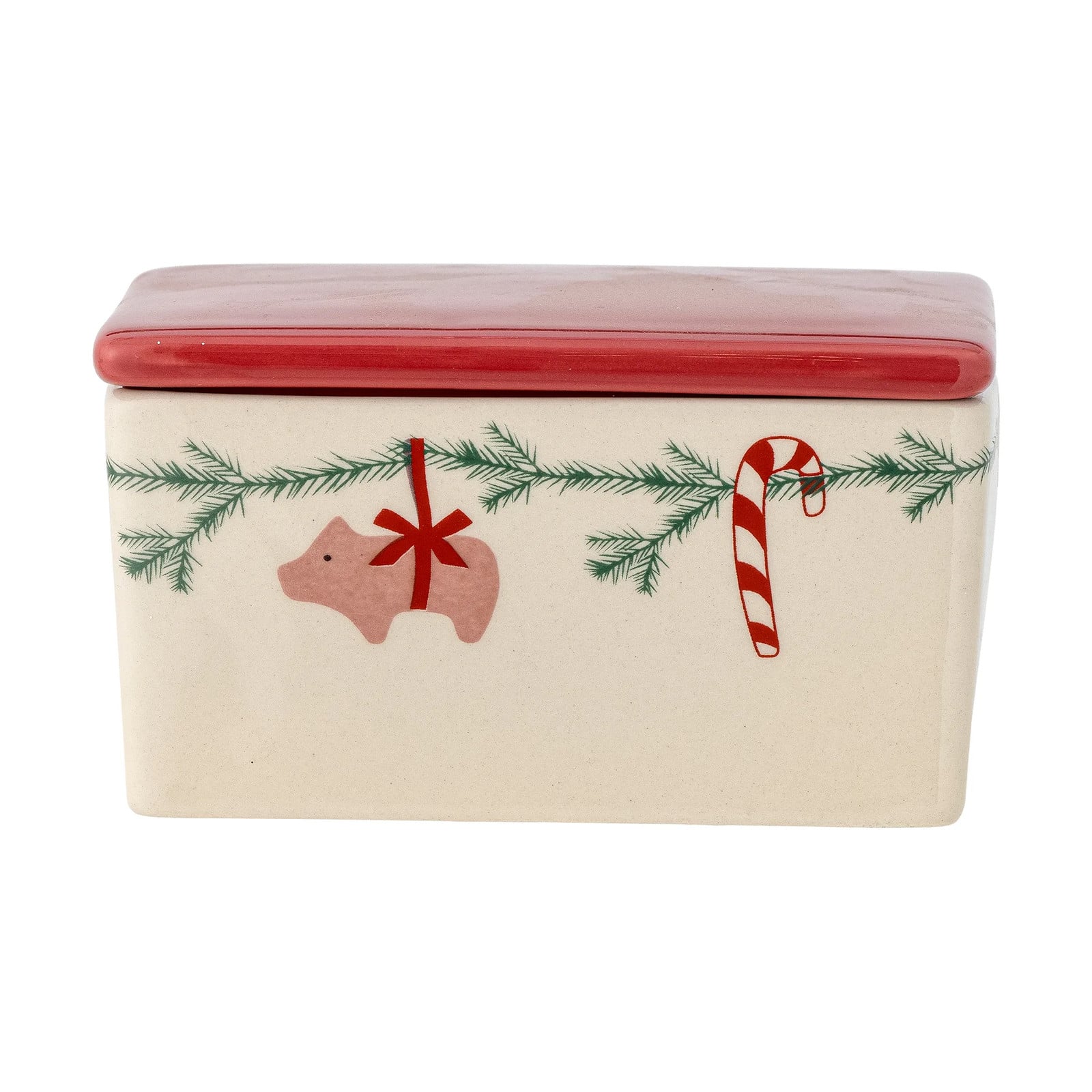 Bloomingville Yule botervloot Wit-rood-beige B: 12,5 cm, H: 7,0 cm
