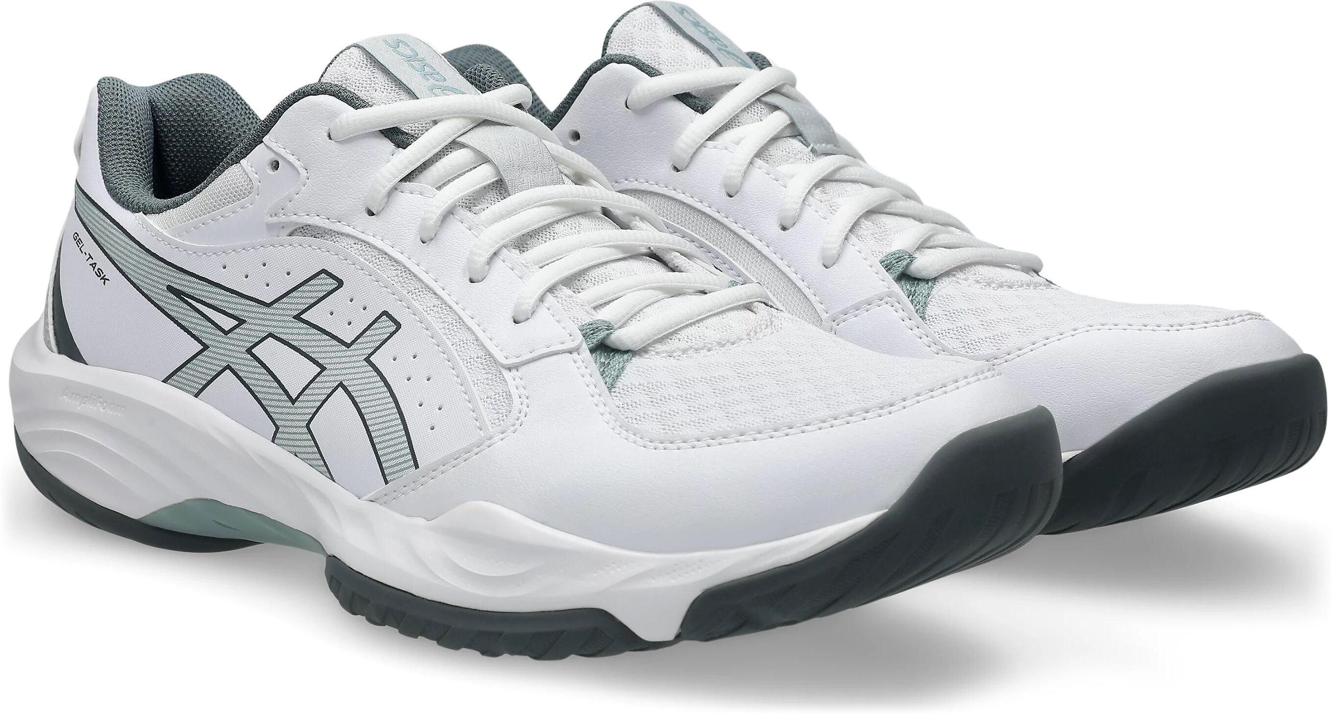 Hallenschuh ASICS "GEL-TASK 5", Herren, Gr. 48, weiß, ocean haze, Synthetik, Schuhe Hallenschuh, besonders geeignet für Handball und Volleyball