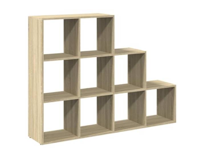 HKLGBVCR Dub Sonoma Regal, 3 Etagen, 137,5 x 29 x 103,5 cm 9 Fächer, stabiles Holzwerkstoff, vertikale oder horizontale Bodenstellung, einfache Nasspflege