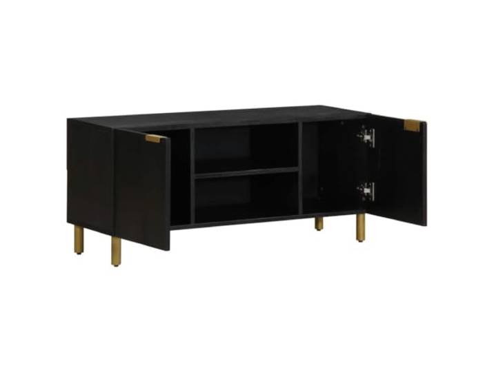 TV-Schrank Schwarz 105x33x46 cm Holzwerkstoff TV-Möbel mit 2 Türen, Metallgriffe, Industrial Style, Wohnzimmer, Schlafzimmer, pflegeleicht