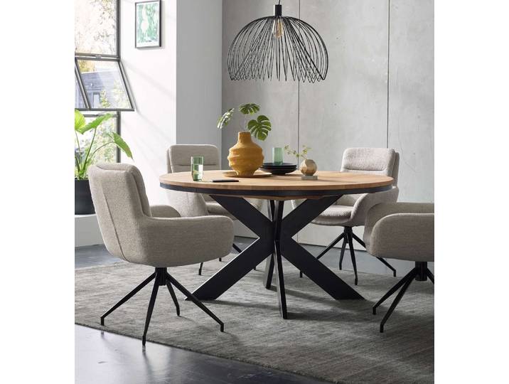 Esstisch rund Eiche massiv Notting Hill Wildeiche bianco 120 cm