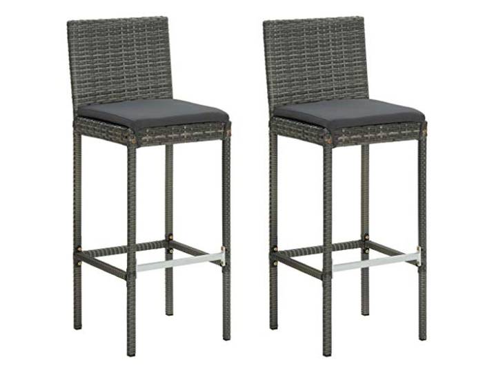 vidaXL Garten-Barhocker mit Kissen 2 STK. Grau Poly Rattan