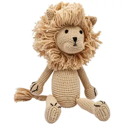 miniHeld Handgestrickter Löwe Lionel gehäkelt Spielzeug 32 cm aus Baumwolle