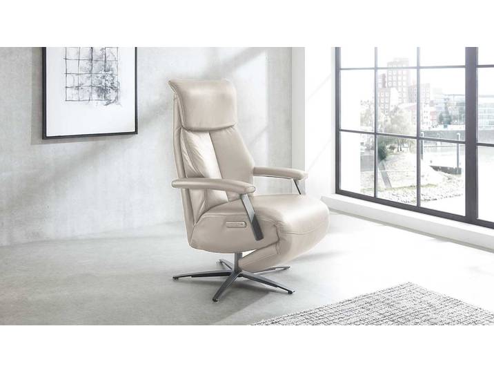 Echt Leder Relaxsessel #341 Beige mit 3 Motoren mit Herz-Waage