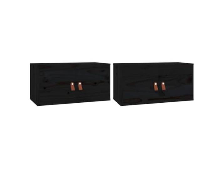 MABCQRTY Wandschrank 2er Set Schwarz 60x30x30 cm Kiefer Holz Platzsparende Hängeschränke aus Massivholz für Wohnzimmer und Flur mit reichlich Stauraum und robuster Wandmontage.