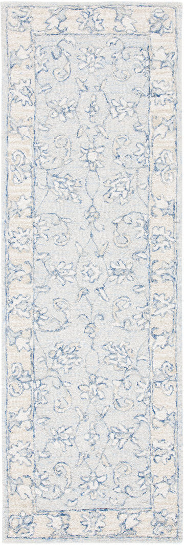 Bloomsbury Market Wool Hand Tufted Area Rug Blue / Beige Runner 69 X 244