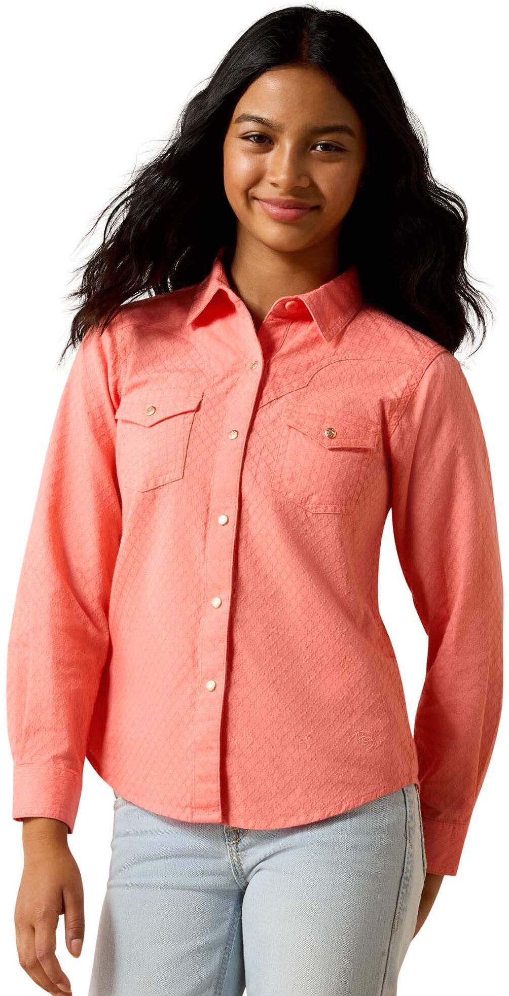 Kid's Amanda Shirt in Shell Pink, Size: XL by Ariat