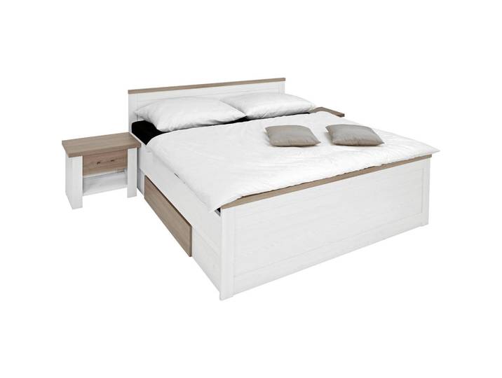 Carryhome Bettanlage, Weiß, Trüffeleiche, 180x200 cm, Schlafzimmer, Betten