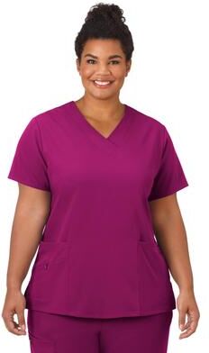 Plus Size Women's Jockey Scrubs Women's Favorite V-Neck Top by Jockey Encompass Scrubs in Plum Berry (Size 5X(32W-34W))