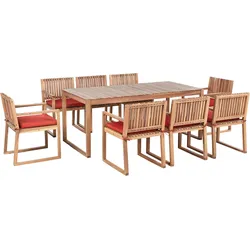 GARTENMÖBEL-SET 8-Sitzer Rot zertifiziertes Akazienholz Sassari Premium