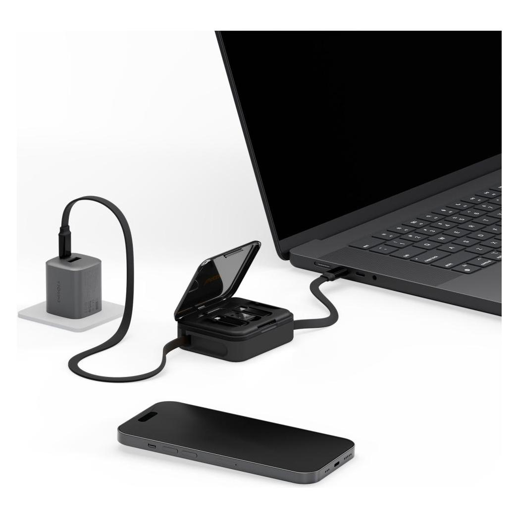 Energea Cable Bazic GoCharge Loop 5in1 Lightning, USB-A, Micro USB 1m black (1 m, USB 2.0, 60 W) (CBL-LOOP-BLK100)