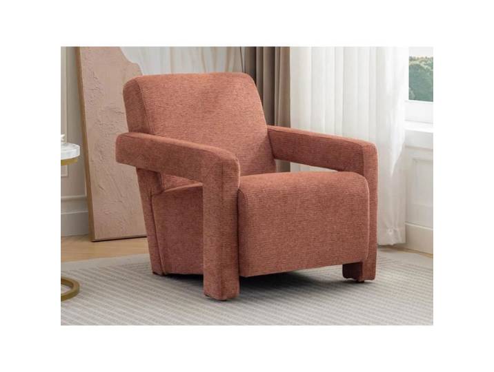 Fauteuil en tissu texturé terracotta ISPARTA