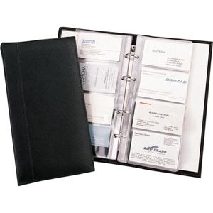 Alassio Visitenkartenmappe 41008, schwarz, A5, Ringbuch aus Kunstleder FINEtouch-Lederimitat, für 120 Karten