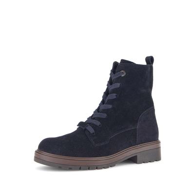 Schnürstiefelette GABOR "Schnürstiefelette", Damen, Gr. 37,5, blau, Schuhe Schnürstiefelette