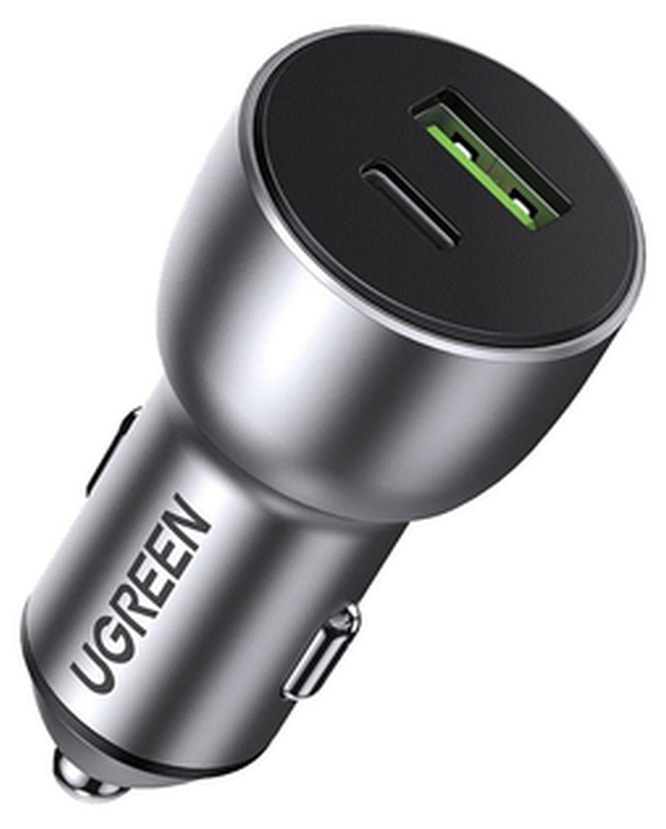 UGREEN Autolader USB / USB-C, Quick Charge 3.0, Power Delivery, 36W, 3A, grijs (CD213 60980)