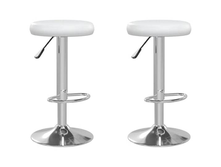 Barhocker, 2-teilig, weiß, Kunstleder, mit verchromtem Stahl und Anheben Zeitloses Design, einfache Reinigung, 360° drehbar, höhenverstellbar, robust, integrierte Fußstütze