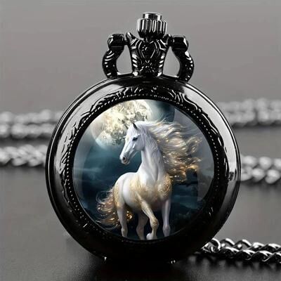 Uplift Picks Retro Dragon Pocket Watch Quartz Vintage Antique Style Pendant Watch pink
